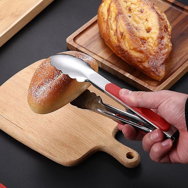 Rød køkkenserveringstang i rustfrit stål, 35 cm stor størrelse