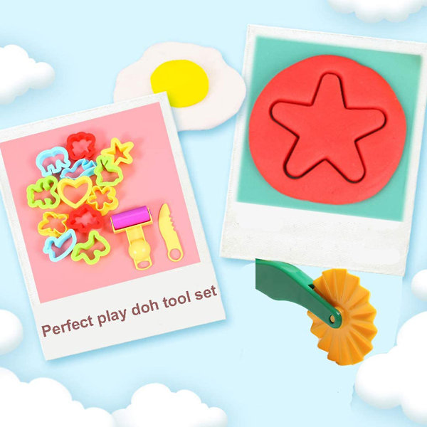 20 stk. Playdough-værktøj i tilfældig farve - Legesæt til børn med forskellige formede Playdough-forme og -ruller