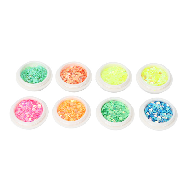 8 lådor nagelglitter set med blandade flingor glittrande glänsande nagelkonst glitter dekorationer