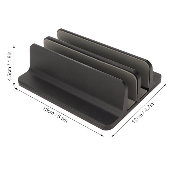 Sort aluminiumslegering Lodret Laptop Stand - Multifunktionel Køling Desktop Holder