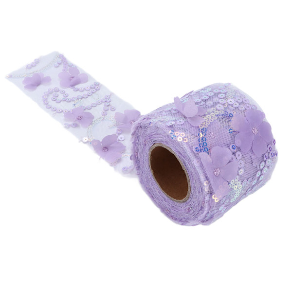 Tulletyg DIY-hantverk slitstarkt litet blixt bärbart polyester paljetterad tyll rulle 6 cm lila