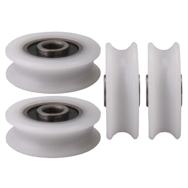 4x20x6.5x7.4mm U-rille Nylon Remhjul til Skydedør - Hvid (4 stk)