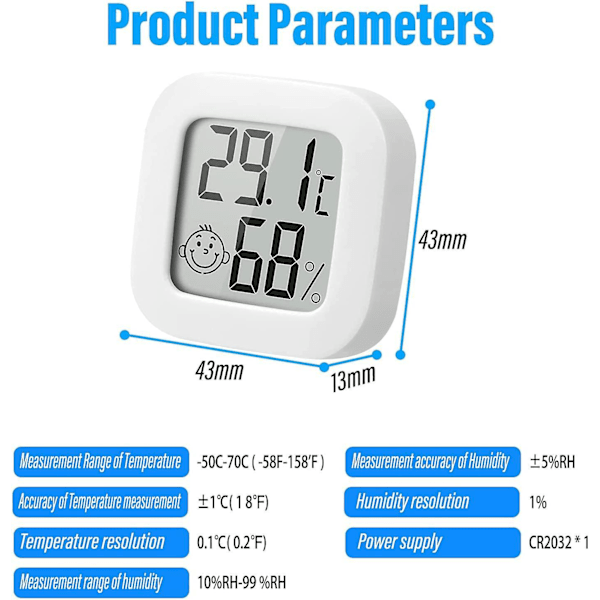3 Stykker Mini Digitalt Indendørs Termometer Hygrometer Fugtighed Temperatur LCD Display Bluetooth Trådløs Sensor Termometer til Hjemmet, Kontoret, Digital Hy