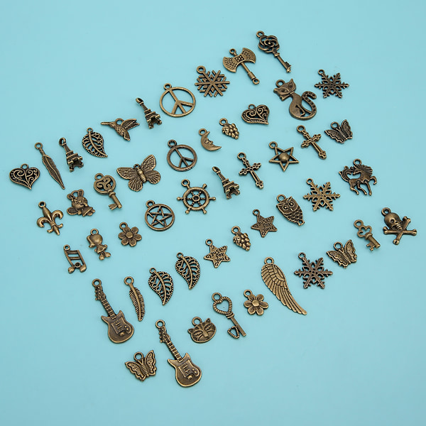 DIY Vedhæng Tilbehør Bronze Galvanisering Legering Smykker Armbånd Materialer 50 Slags Bronze