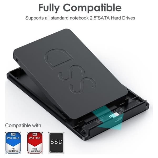 Bærbart USB 3.0 eksternt kabinet til 2,5\" harddiske og SSD'er, eksternt SATA-kabinet