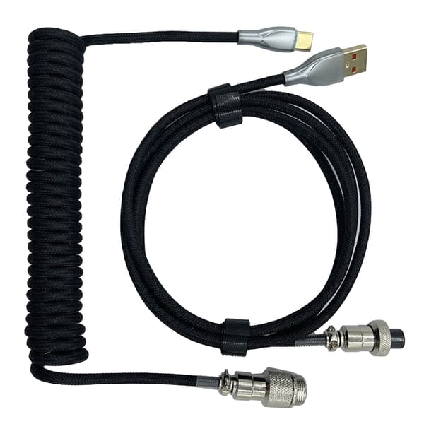 Gaming Keyboard Kabel Professionel Udtrækkelig Robust Stik Spiral Keyboard Kabel til Mekanisk Keyboard Sort