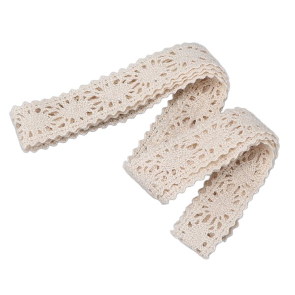 Spets Retro Tyg Handsydd DIY Material Spets Bomullstråd Spets JuldekorationBeige