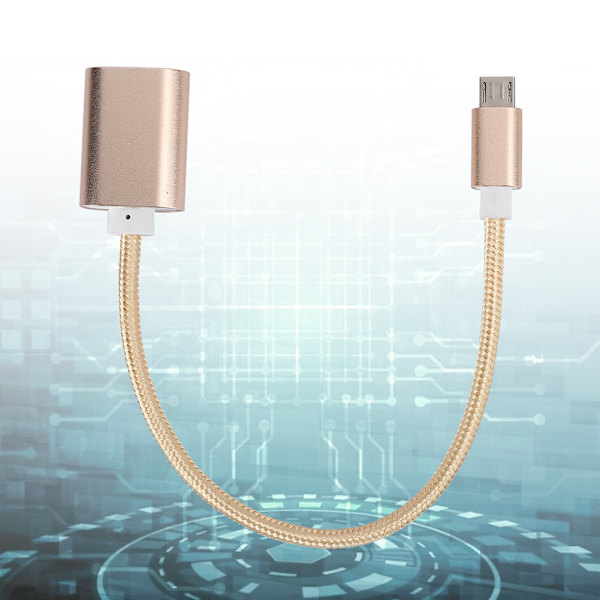 3 kpl kudotusta kankaasta vahvistettu liitin Ei ruostetta Sujuva siirto USB-tulo Mikro-lähtö OTG-sovitin Androidille Kulta