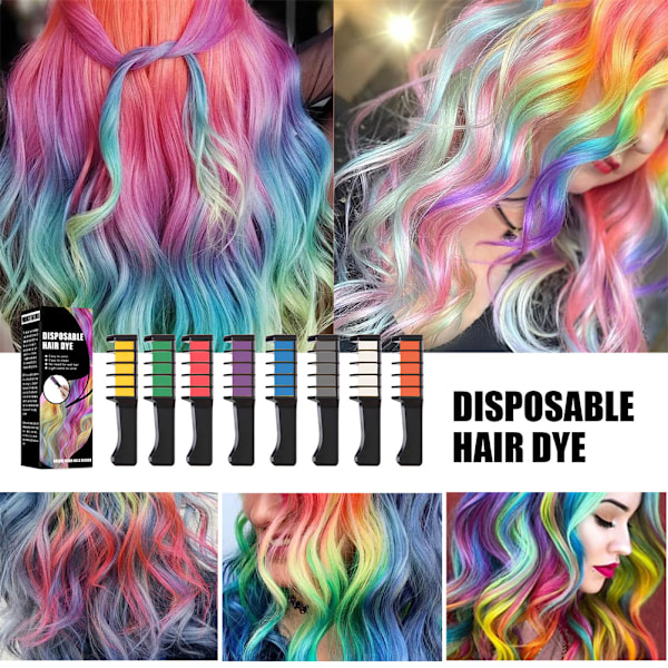 One Time Hair Chalk Comb Professionell Tillfällig Omedelbar Hårkam Hårfärg Höjdpunkter Stränder Hårfärgning Färgningskam