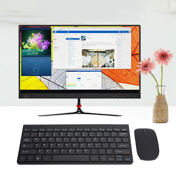 Trådlöst tangentbord Mus Set Ultra Thin Mute Mini Hemmakontor Datortillbehör 2.4G (svart)
