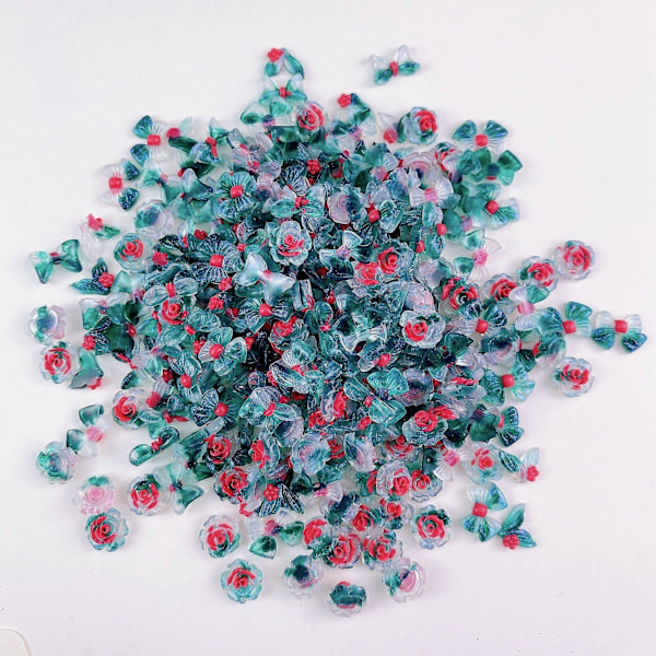 50 st 3D Flatback Nagelberlocker Självlysande Nagelkonstdekorationer med Blommor, Hjärtan, Kaniner, Fjärilar, DIY Akryl Nageldekorationer15