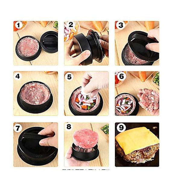 Burgeriprässihampurilaispihvintekijä - mukana 100 arkkia burgeripihviprässin vahapaperia, burgerimuotti, tarttumaton kolme yhdessä burgeri juustotäytteinen burgeri