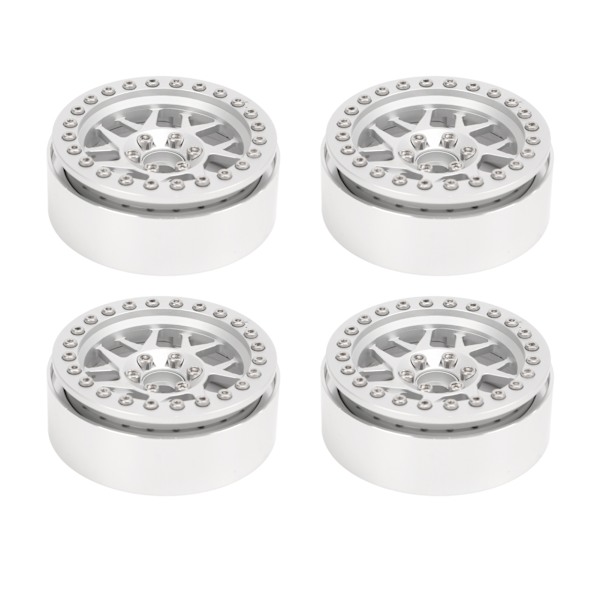 Aluminiumslegering RC Bilhjulnav 2,2 Tommer RC Beadlock Hjul Fælge til 1/10 Fjernbetjening Bil Sølv