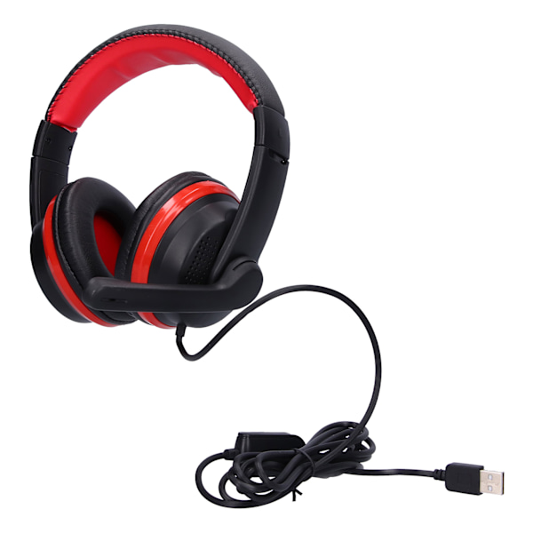 GT-91 Gaming Headset med kabel, USB-spillhodetelefoner med mikrofon og myke øreputer for PC