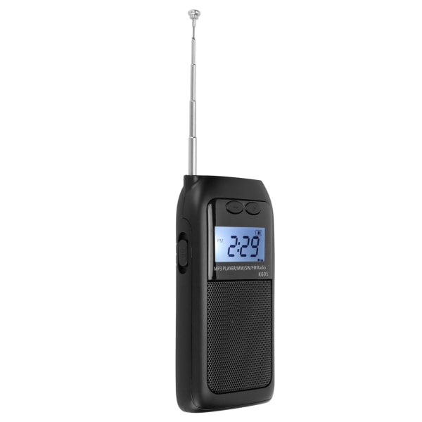 Digital Radio Multifunksjon FM MW SW Full Band støtter MP3-avspillingsformat Lommeradio for jogging og trening