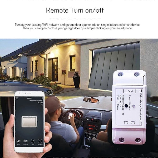 Smart Garageportåbner med RF433 MHz (Zigbee)