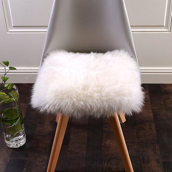 Super Mjuk Vit Konstpäls Fårskinn Stolsöverdrag Sittdyna (60cm*60cm)