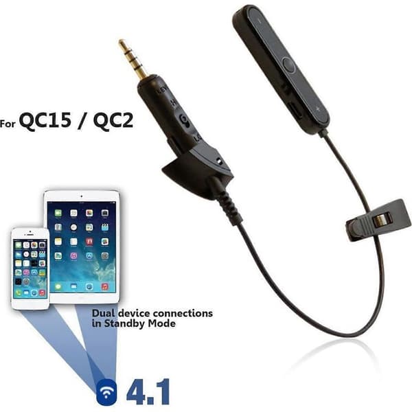 Bluetooth 4.1 adapterkabel kompatibelt med QC15 hovedtelefoner (udskiftningskabel)