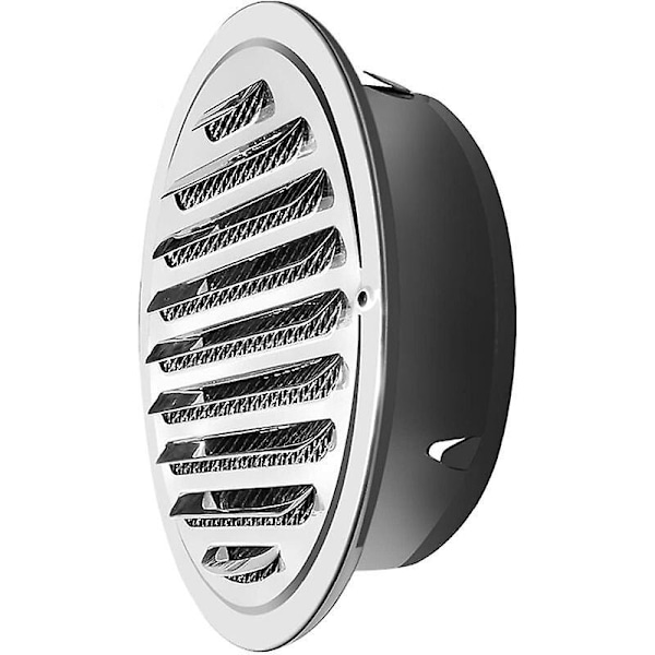 Ventilationsrist 120mm Cirkulær Rustfri Stål Ventilationsrist Ventildæksel med Netlåg til Emhætte - MODOU