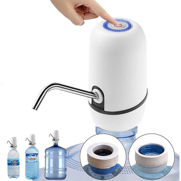 USB laddare Automatisk vattenflaska med BPA-fri stålkonstruktion - Kallt vatten, 1200mAh, 1,5L-18,9L Karaffer och flaskor, Vita