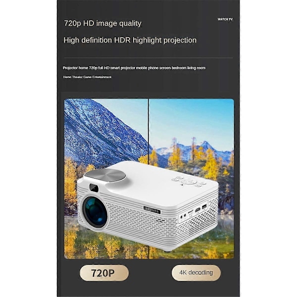 Elektrisk Fokus Projektor Android9.0 HD Native 720P 4K Støttet WIFI