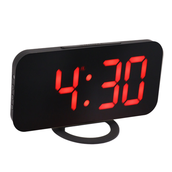 Digital spegelklocka dimbar dubbel USB-laddningsport LED elektronisk väckarklocka med snooze-funktion för sovrumskontor svart kropp röd typsnitt