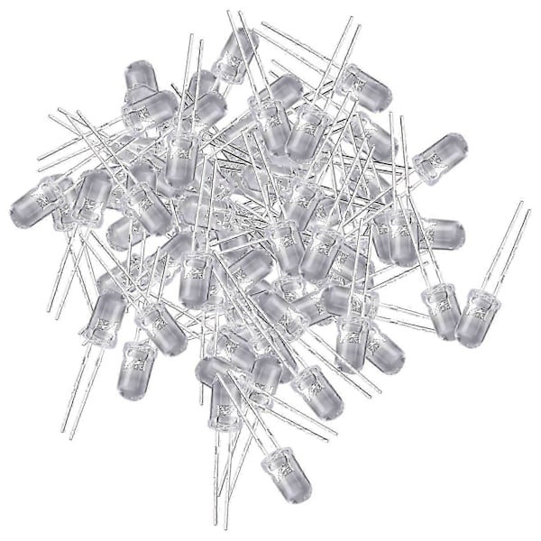 Chanzon 100 st 5mm Varmvita LED Diod Lampor (Klar Rund Transparent 3000K DC 3V 20mA) Super Stark Belysning Glödlampor Elektronikkomponenter Lig