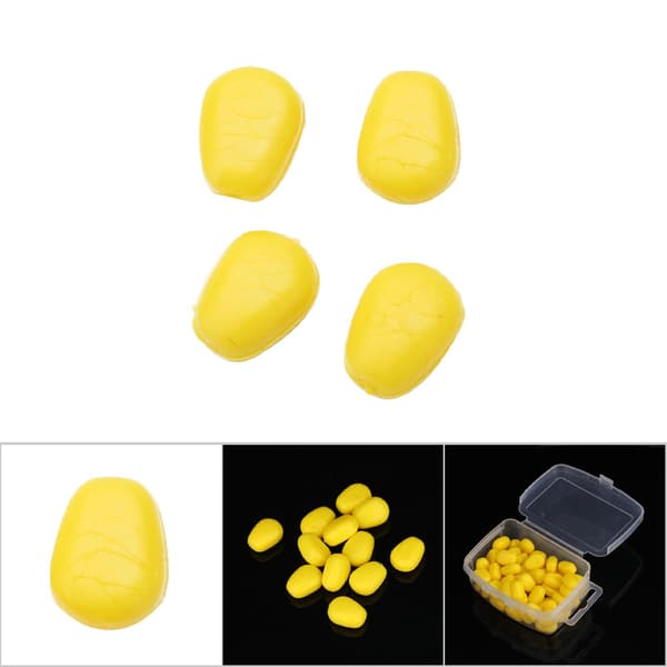 60 stk. gule plastikk Pop Up fiskesukkermais simulasjon myk agn (#1)