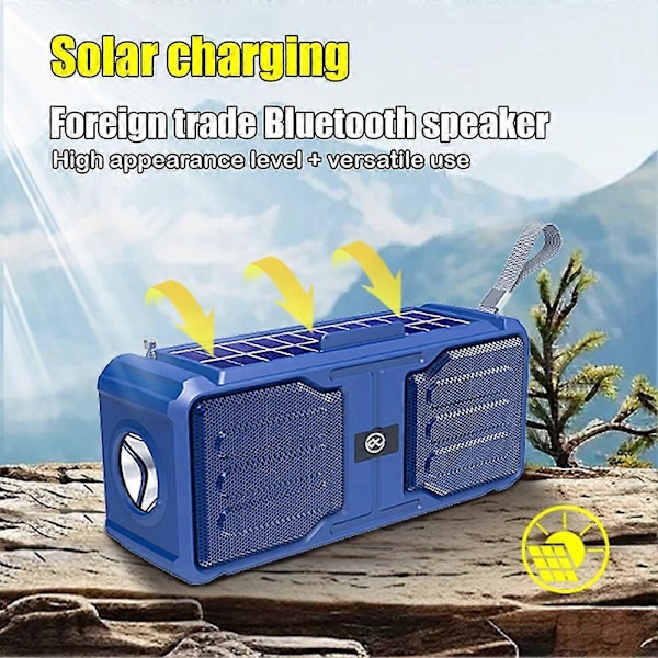 Aurinkovoimalla toimiva Bluetooth-kaiutin stereokaiutin taskulampulla, musta