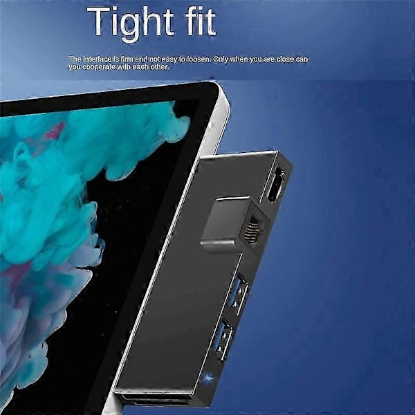 Kompatibel med Surface Pro 4 5 6 Dockningsstation Hub med 4K -Kompatibel TF-kortläsare Gigabit Ethernet 2 USB