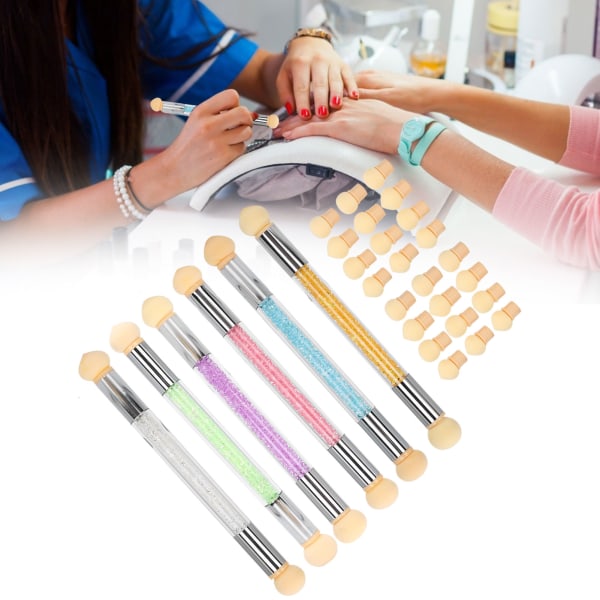 6 stk svampespikerbørster Ombre sponge nail art verktøypenner neglegradient svampbørster