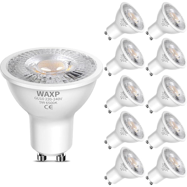 GU10 LED Spotlight Lampa 5W, Kallvitt, 6000K, 365lm, Flimmerfri, Energibesparande LED-lampa, Ej Dimbar, 2-pack