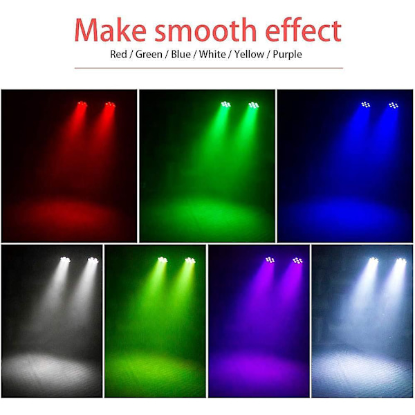 7 Par LED Party Lyslenker med Fjernkontroll, 7 Kanal DMX/Auto/Lydaktivert Modus og 8 Effekter Lyslenker for Bryllupsfest DJ Disco Bryllup
