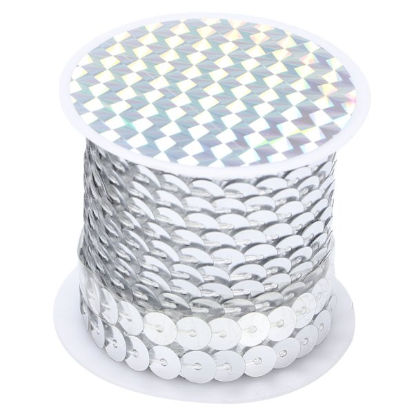 9 rullar paljettsnöre 6 mm konst hantverk PVC tyg extra dekorativt tillbehör 5 meter (silver)