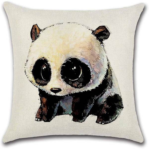 Putetrekk og putetrekk i polyester i 4 deler, 45x45 cm, Panda-tema