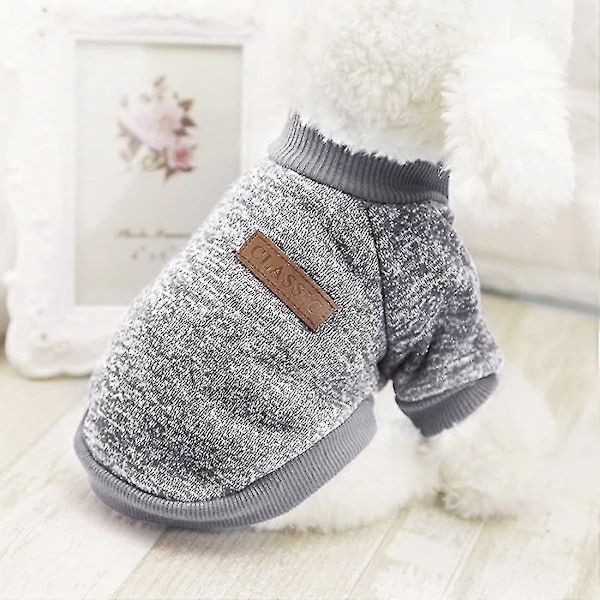 Strikket sweater til kæledyrshund, tyk og varm, vinter kæledyrshund katte tøj Zekai Grå 2XL