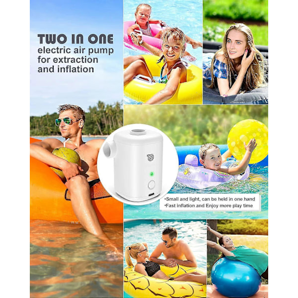 Elektrisk pumpe 4000mAh, Luftpumpe Batteri Genopladelig Luftmadras Pumpe, Bærbar Luftpumpe med 4 Luftdyser