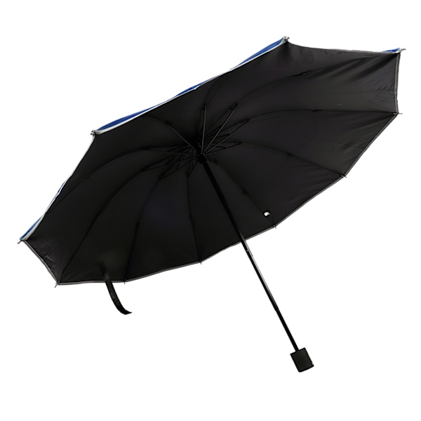 Sol og regn paraply med reflekterende stribe manuel 10 knogler folde paraply med LED lommelygte til rejser