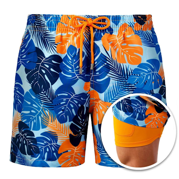 Mäns Snabbtorkande 2-i-1 Baddräkter med Kompressionsfoder Vattentäta Strandshorts