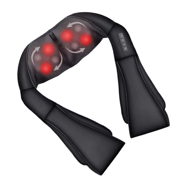 Elektrisk nack- och axelmassager U-formad minskar stelhet värmande ryggmassagekudde svart