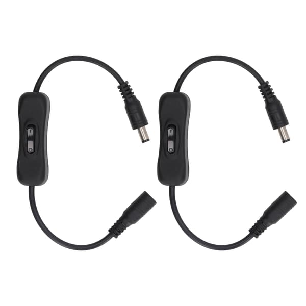 2 stk. DC-strømkabel med afbryder, 11,5 tommer længde, DC 12V afbryderfunktion, DC han-hun-kabel til LED-strip CCTV vandpumpe