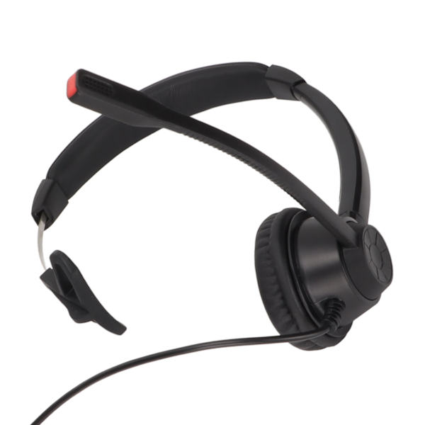 Telefonheadset Støjreducerende Komfortabelt Enkeltøre Kommunikationsheadset til pc-computere Sort