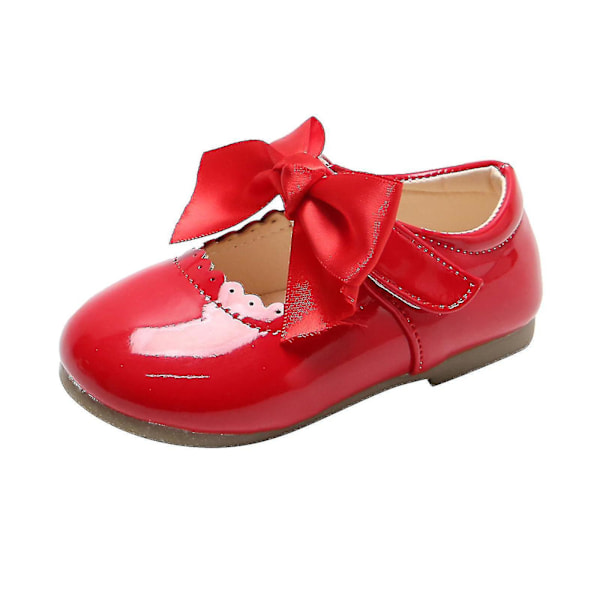 Cute Bow Hollow Out Non-slip Leather Princess Shoes for Toddler Girls (15-18 Months, Red)