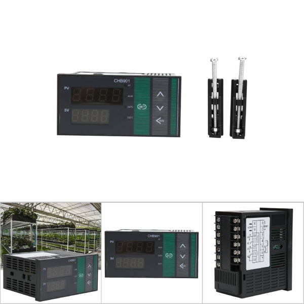 CHB901 Termostat Intelligent Digital Display Temperaturregulator Relä/SSR-utgång AC180-240V 0-400℃-Svart-1 stycke