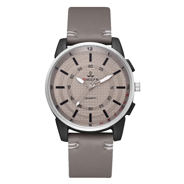 Män Enkel Snygg Quartz Analog PU-läderarmbandsur Business Watch (grå)