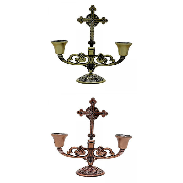 2 x Retro Europæisk Lysestageholder Elegant 2-hovedet Lysestage Stand