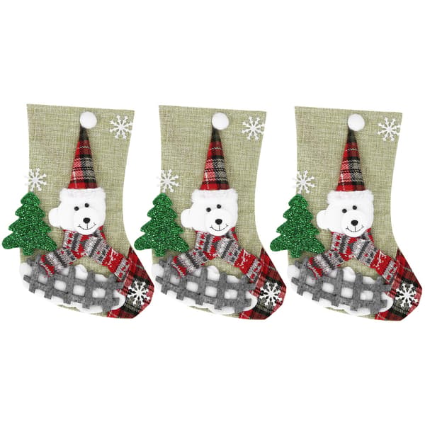 3 st/set Julstrumpor Socka Presentpåse Hängande Prydnad Julgransdekoration Björn