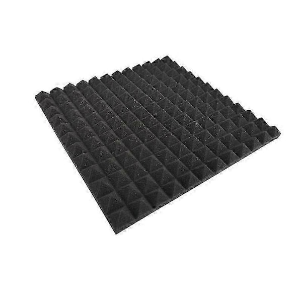 24 stk. 300x300x25mm Studio Akustisk Skum Lydisolering Svamp Pyramide Støy Svart Høy Tetthet