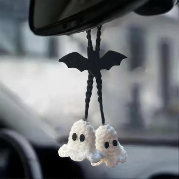 Handmade Crocheted Halloween Plush/Soft Bag or Car Pendant - Ghost 1pcs
