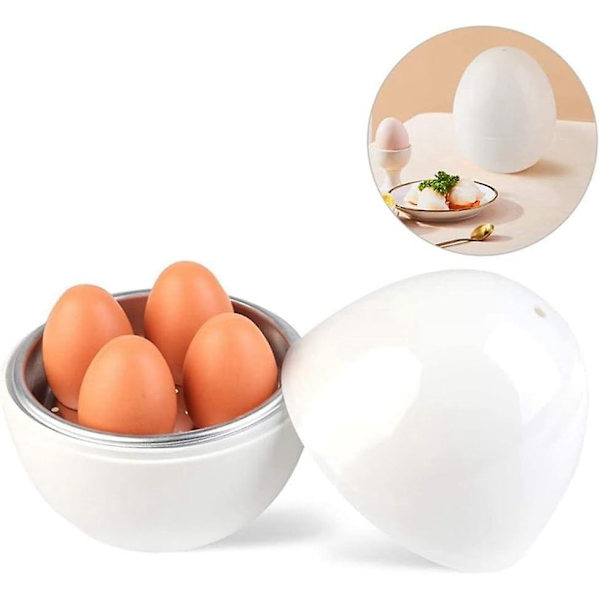 Hurtig Eggkoker - Kok 4 Egg, Hardkokte eller Posjerte, på 5 Minutter - Spesielle Formekokeverktøy - Hvit, 5.5*6.3